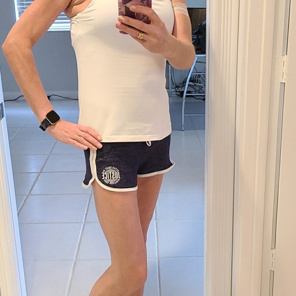 Navy blue and white Justice brand shorts. - Picture 7 of 7